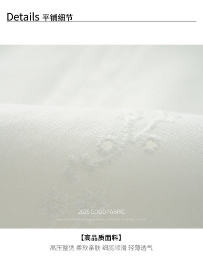 【H5421】實拍早秋氣質小荷葉刺繡棉質襯衫250909