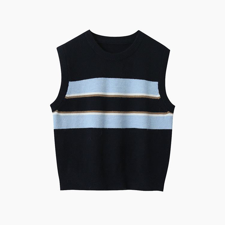 【LD11014】實拍學院感條紋圓領針織毛衣251110