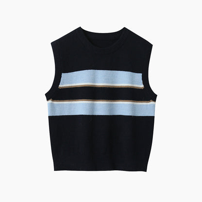 【LD11014】實拍學院感條紋圓領針織毛衣251110