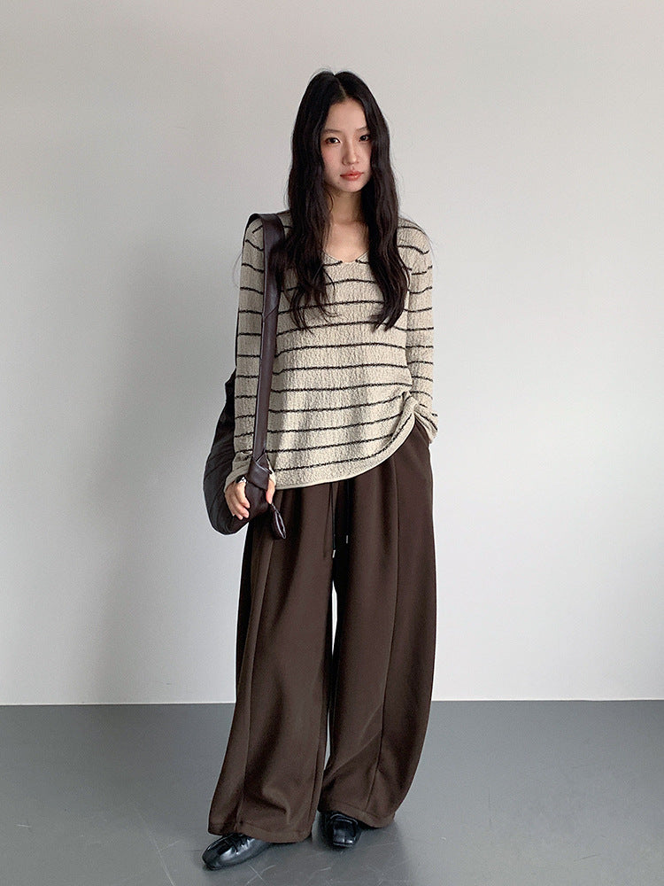 【LD11022】實拍肌理感寬鬆條紋針織衫251110