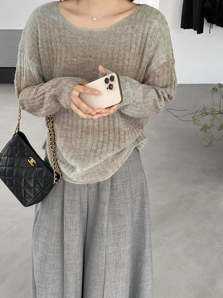 【cim0679】實拍韓國彩虹漸變長袖針織衫（羊毛11%)251114