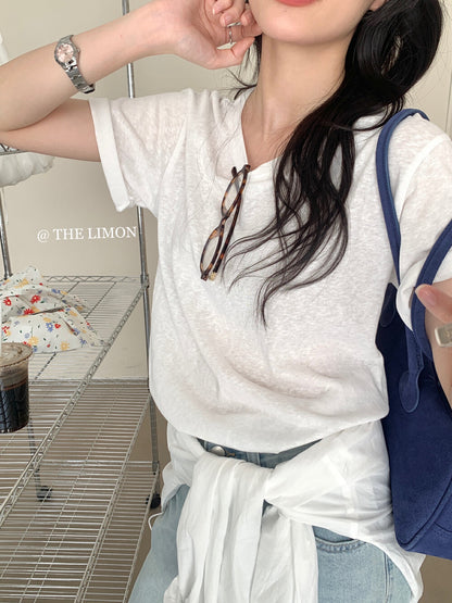 【L8330】實拍夏季糖果色棉質短袖寬鬆T恤250505
