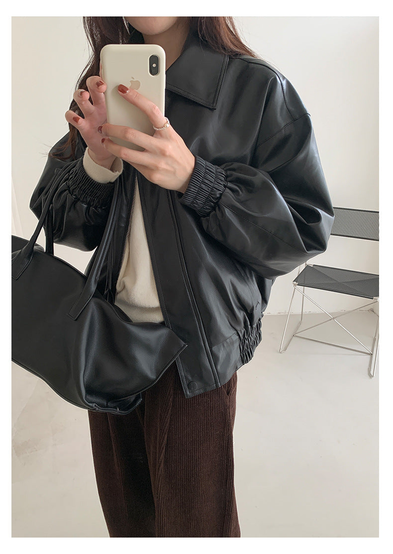 【H5480】實拍復古男友款PU皮外套251109