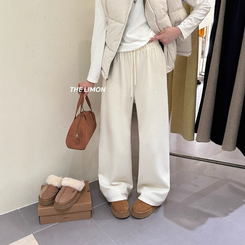 【L1185】實拍檸檬秋冬簡約羊絨抽繩直筒休閒褲251117