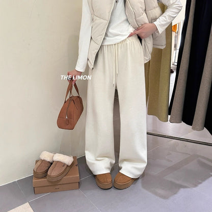 【L1185】實拍檸檬秋冬簡約羊絨抽繩直筒休閒褲251117