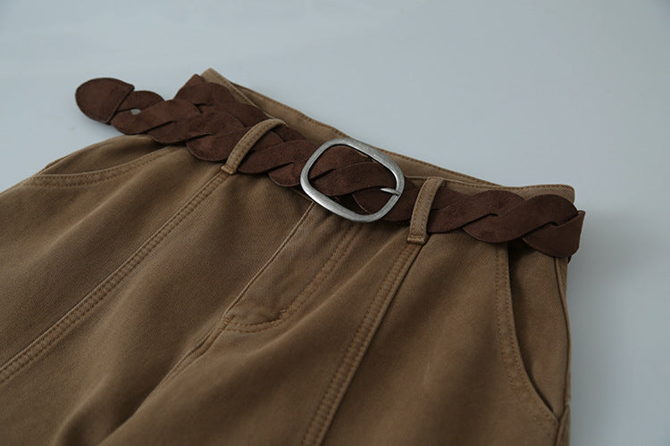 【LD11020】實拍S~XL加絨加厚復古水洗做舊彎刀闊腿牛仔褲251110