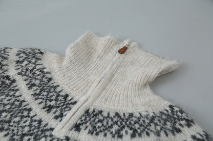 【LD11004】實拍兔絨毛混紡費爾島針織毛衣半拉鏈大翻領251110