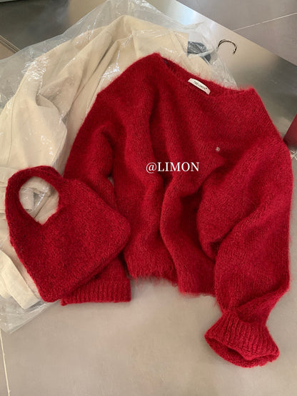 【L6873】實拍檸檬秋冬簡約軟糯保暖毛衣+針織手拎包251117