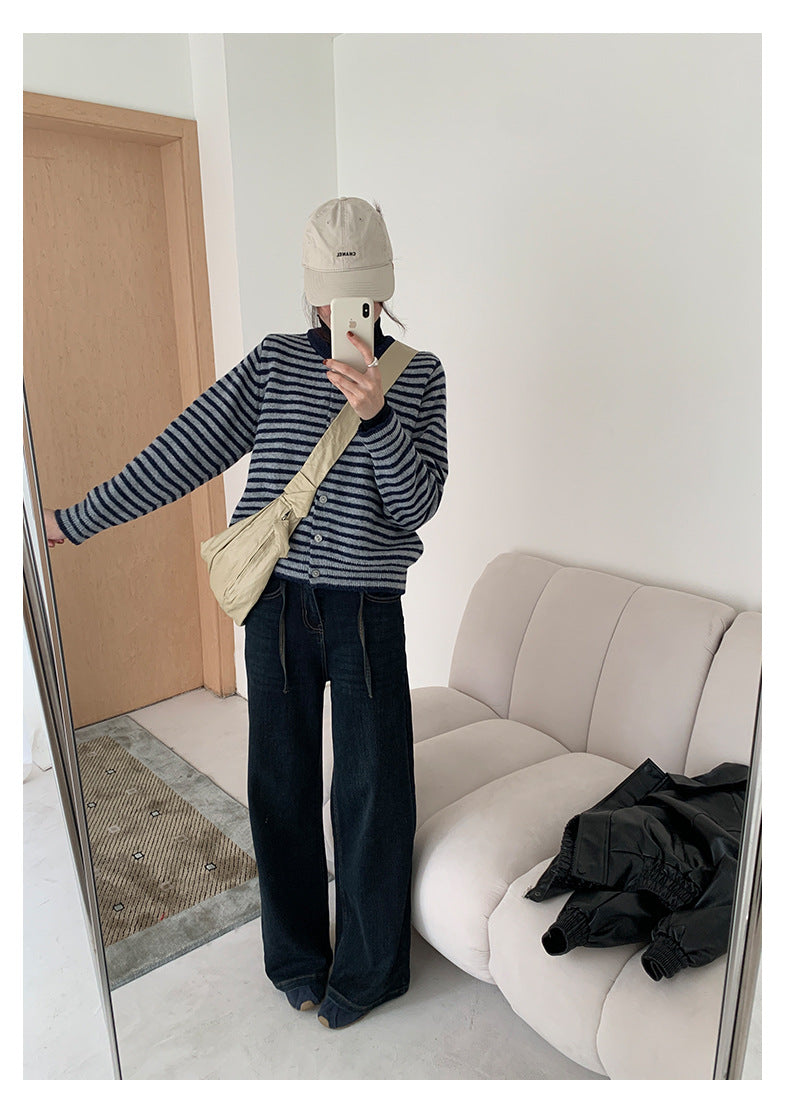 【H5477】實拍S~XL復古加厚高腰直筒牛仔褲251109