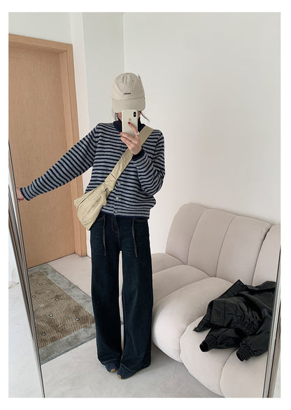 【H5477】實拍S~XL復古加厚高腰直筒牛仔褲251109