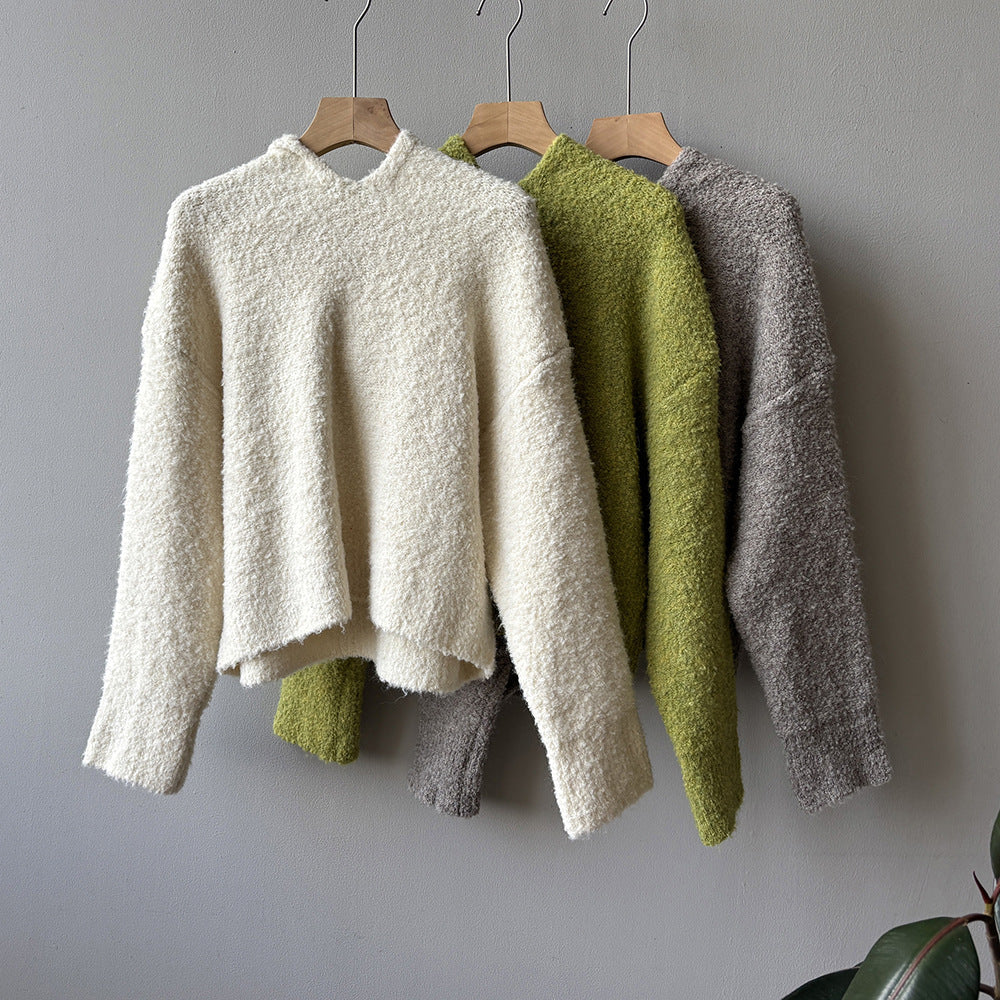 【Y2188】實拍冬季圈圈絨可愛連帽針織毛衣251106