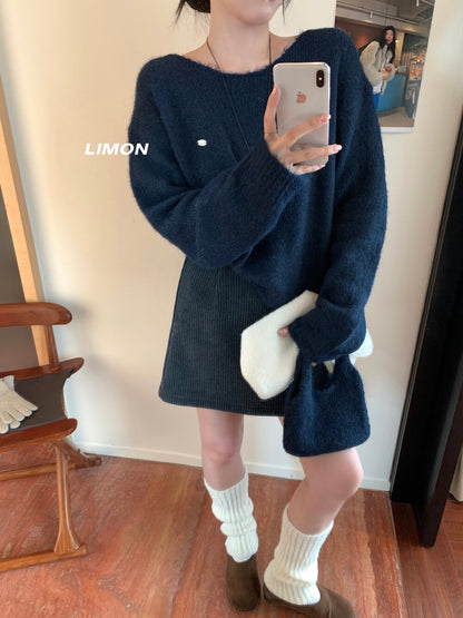 【L6873】實拍檸檬秋冬簡約軟糯保暖毛衣+針織手拎包251117