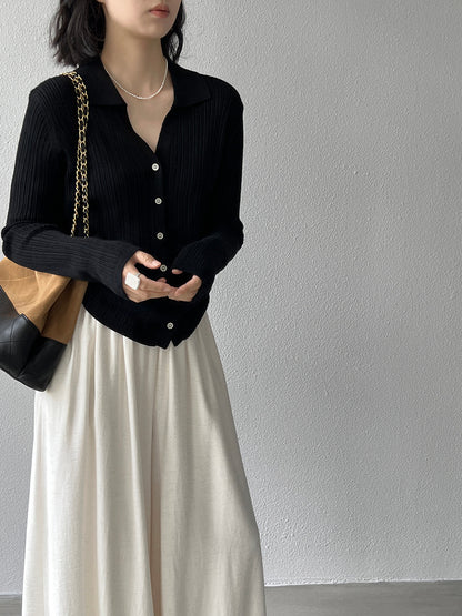 【cim6901】實拍慵懶紙片人polo領針織衫251030