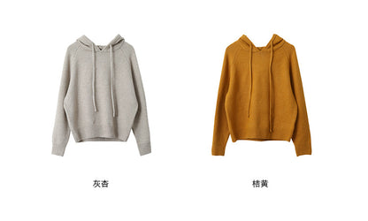 【LD3280】實拍慵懶小個子抽繩連帽針織毛衣251103