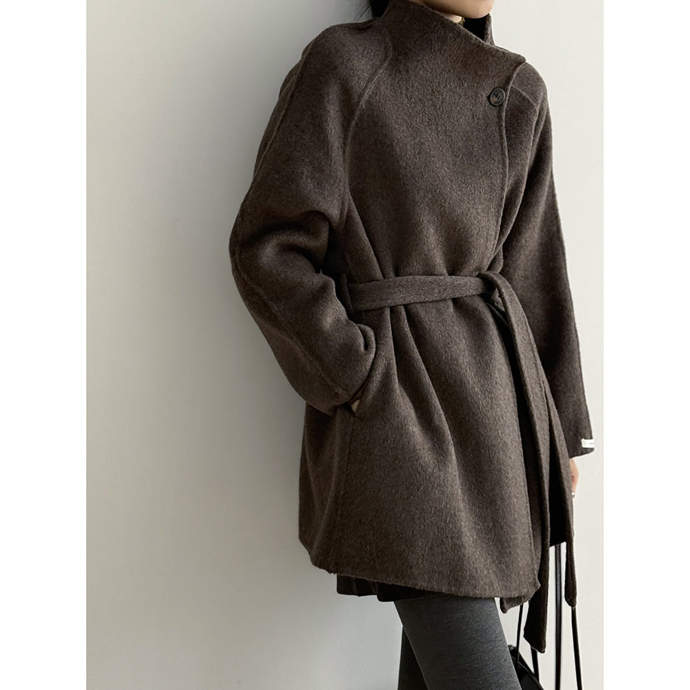 【Y8511】實拍高級感立領羊毛呢大衣外套（棉羊毛52%)251106