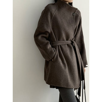 【Y8511】實拍高級感立領羊毛呢大衣外套（棉羊毛52%)251106