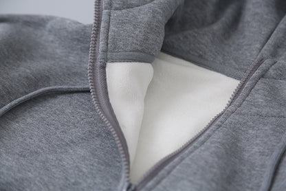 【LD11064】實拍慵懶灰色加絨加厚連帽寬鬆衞衣251209