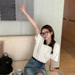 【H6717】實拍韓國復古質感刺繡圖案PoloT恤230705