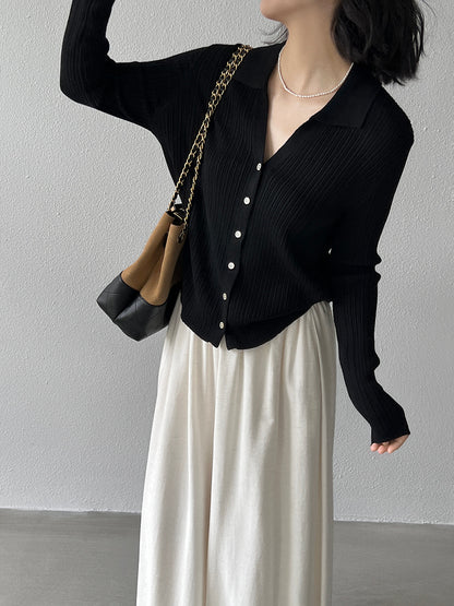 【cim6901】實拍慵懶紙片人polo領針織衫251030