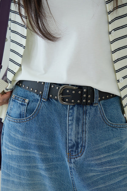 【LD11179】實拍S~XL美式復古時髦✨水洗藍刷破貓鬚寬鬆九分牛仔寬褲260317