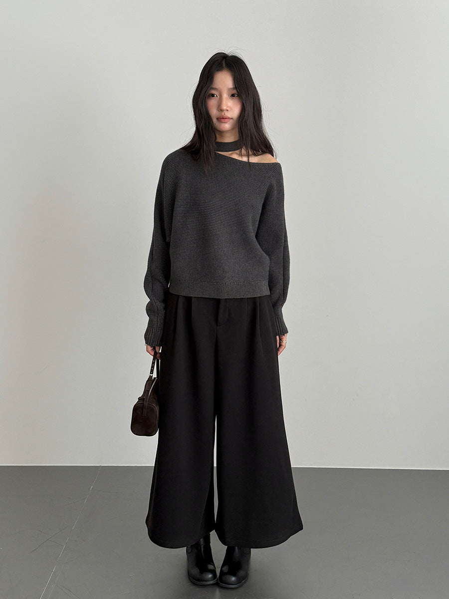 【LD11035】實拍S~L韓版寬鬆高腰毛呢加絨加厚九分褲251124