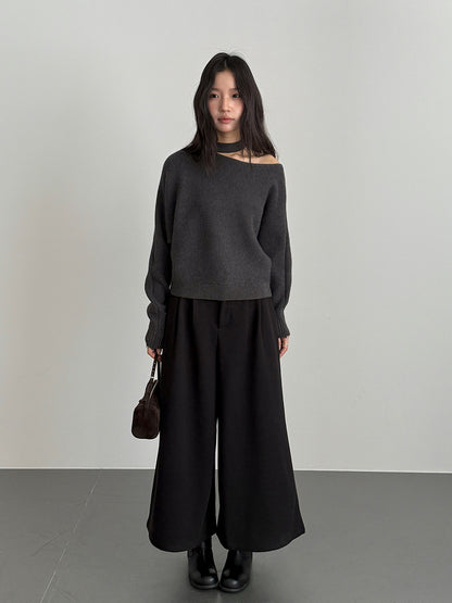 【LD11035】實拍S~L韓版寬鬆高腰毛呢加絨加厚九分褲251124