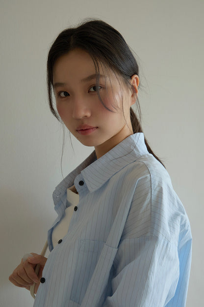 【LD003】實拍中性棉100氣質寬鬆條紋襯衫251103