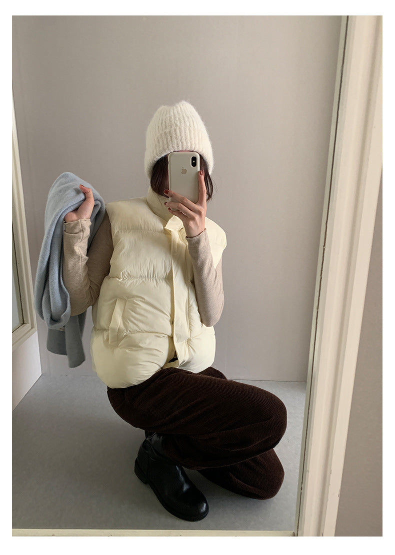 【H5474】實拍秋冬簡約立領保暖棉服背心251109