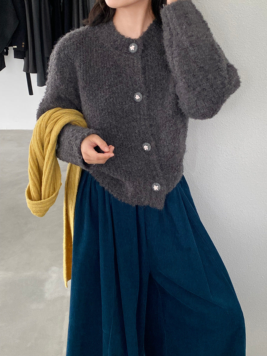 【cimz1391】實拍毛茸茸可愛羊毛針織毛衣開衫（羊毛14%)251201