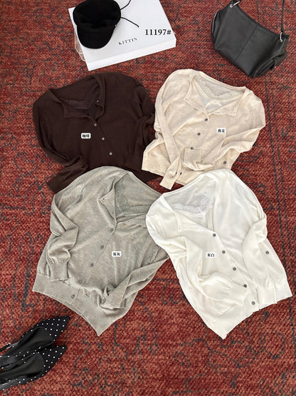 【LK11197】KITTIN秋季法式溫柔・蕾絲拼接假兩件側釦針織小外套260921