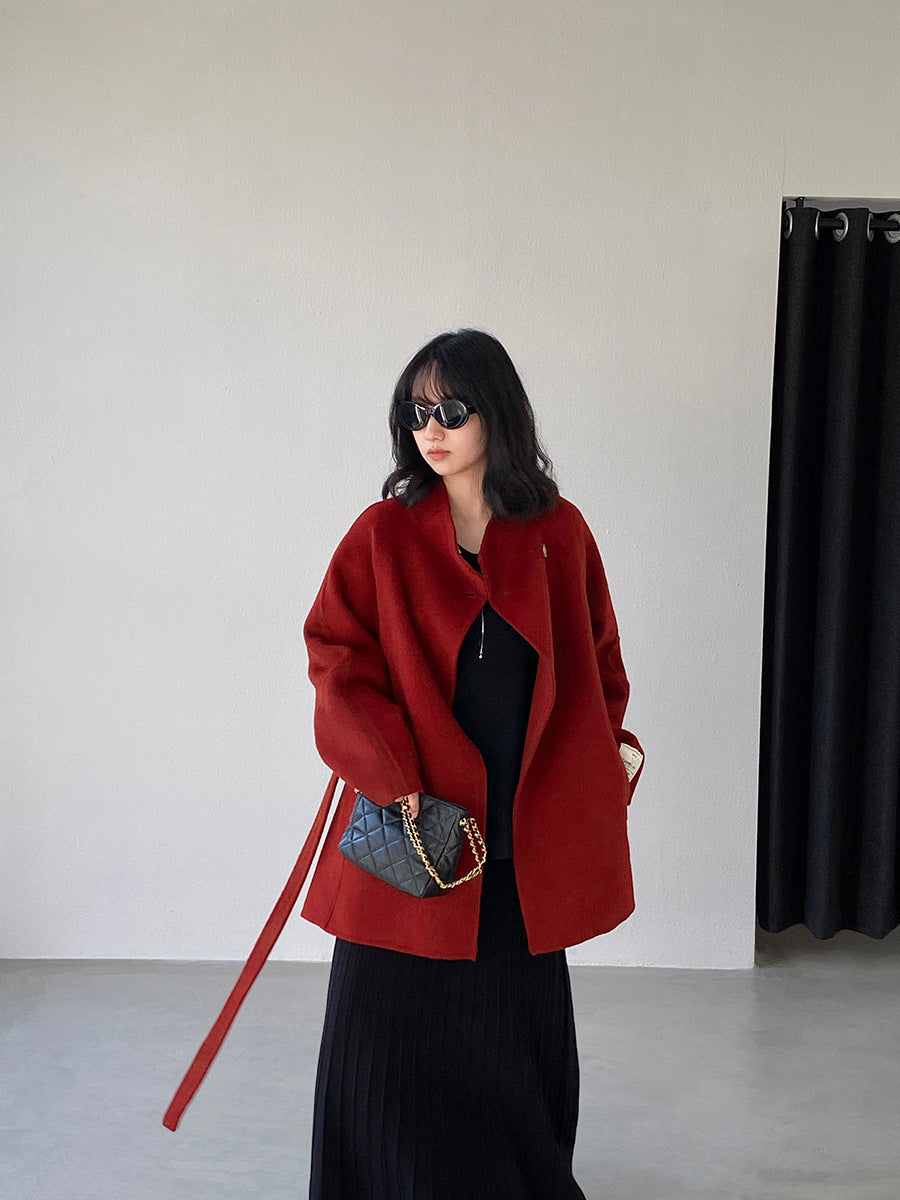 【cimz6616】實拍高級大氣厚款立領雙面羊毛呢大衣外套（羊毛100)251120