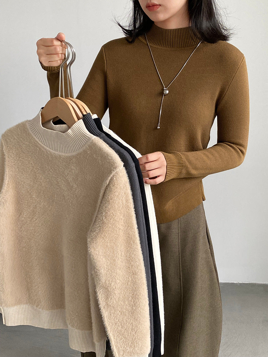 【cimz1190】實拍一體絨加絨加厚保暖小高領針織衫251120