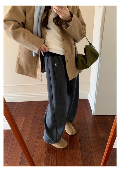 【H5508】實拍M~XL懶懶加厚奧粒絨舒適休閒彎刀褲型251118