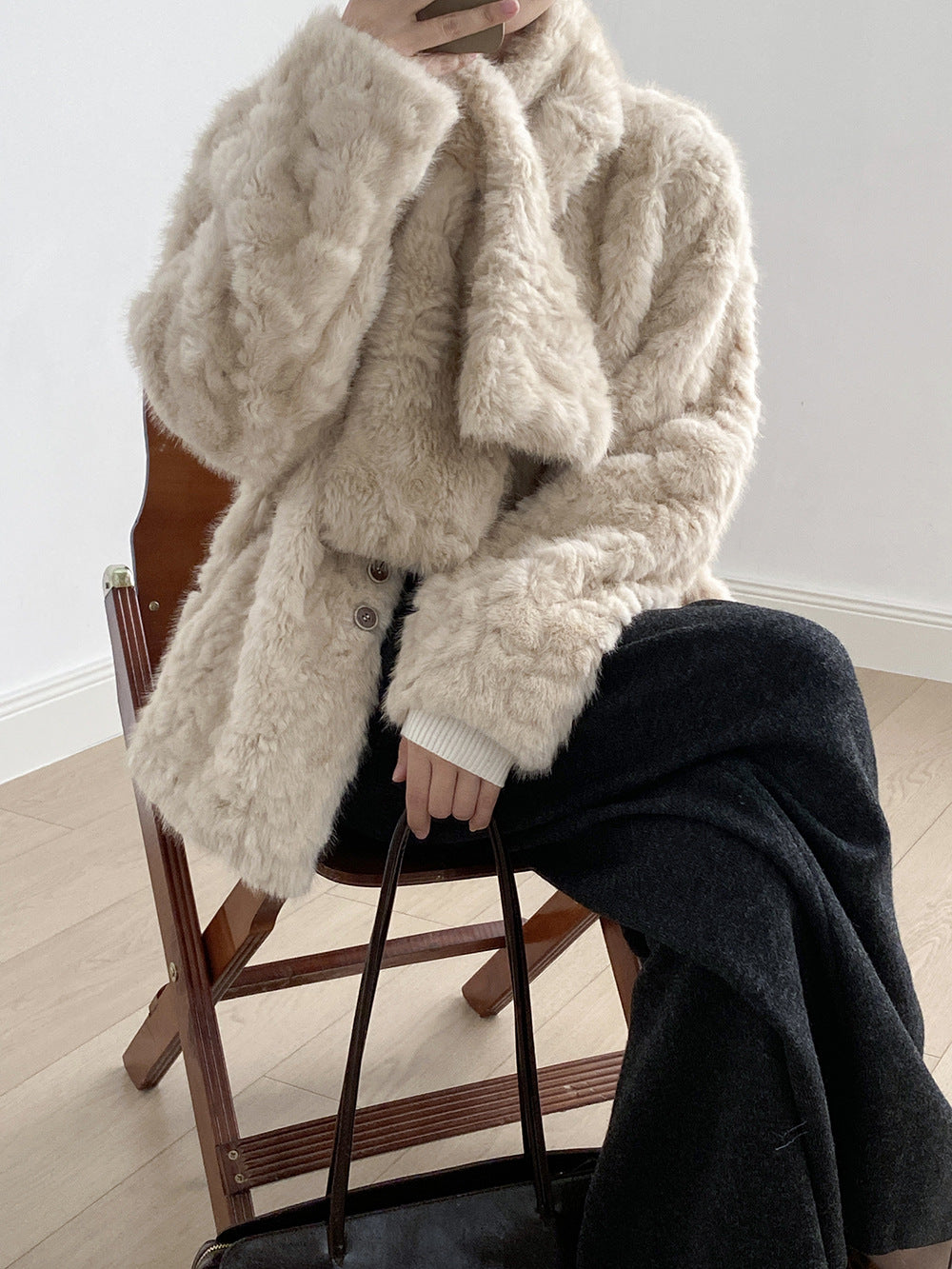 【YH707】實拍高質感毛茸茸仿皮毛保暖一体毛绒外套＋圍巾251113