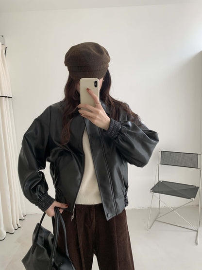 【H5480】實拍復古男友款PU皮外套251109