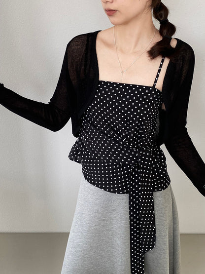 【cimzY762】實拍軟軟香香純慾風🎀碎花細肩帶上衣+長袖針織小外套兩件套260409