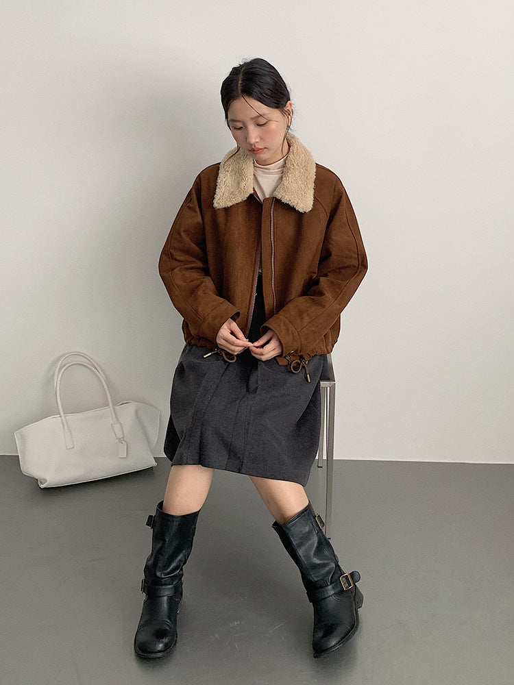 【LD3300】實拍S~XL韓版高腰顯瘦毛呢A字裙＋腰帶251103