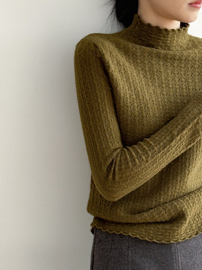 【Y312】實拍高單質感鏤空蕾絲半高領針織衫251106