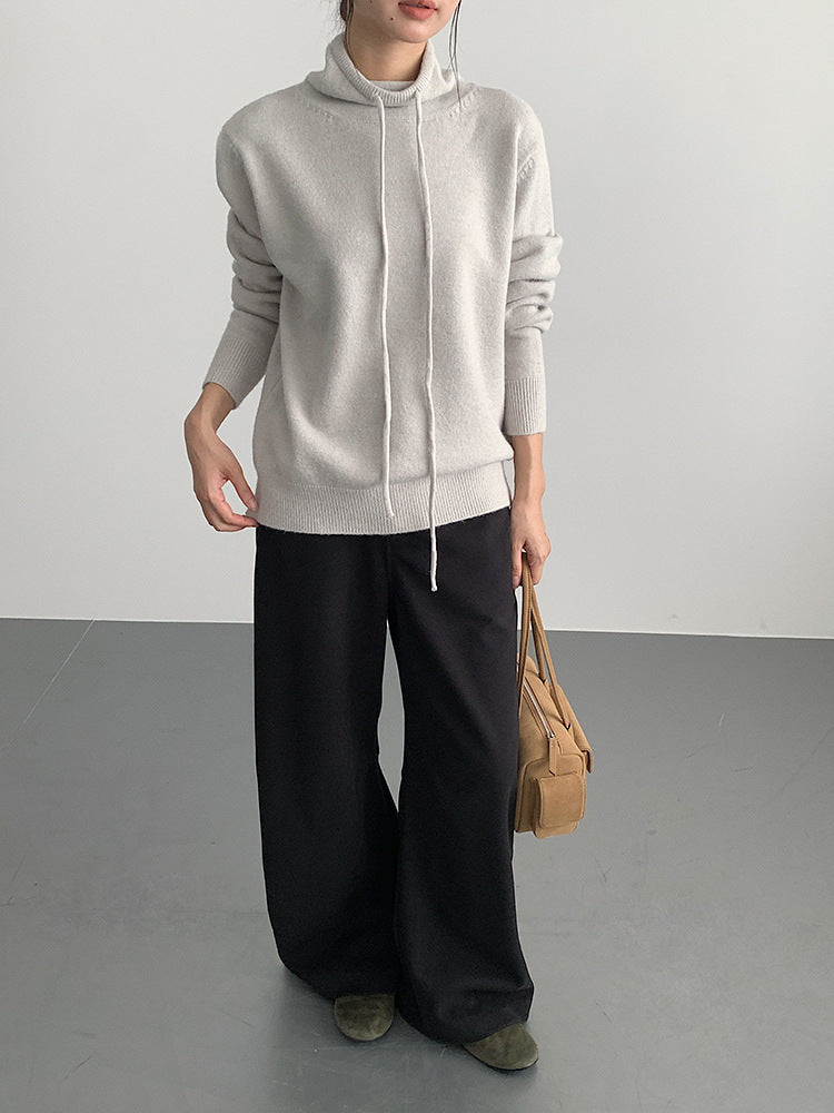 【LD3294】實拍慵懶復古立領羊駝絨針織衫251103