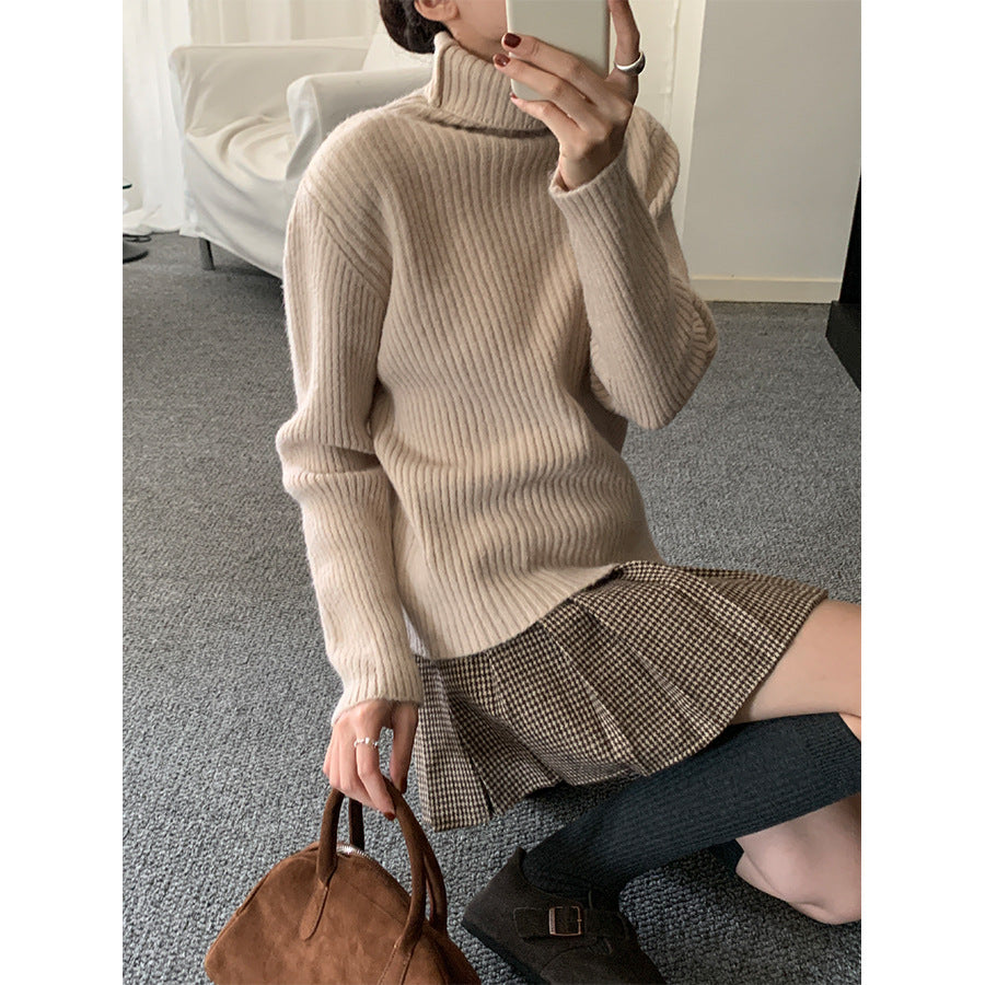 【H5484】實拍秋冬加厚慵懶高領針織毛衣251109