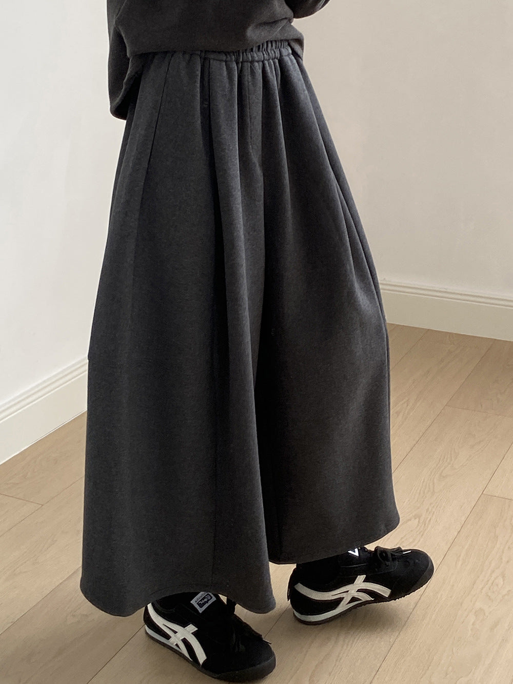 【Y82678】 實拍鬆緊腰抽繩顯瘦闊腿九分褲裙251023