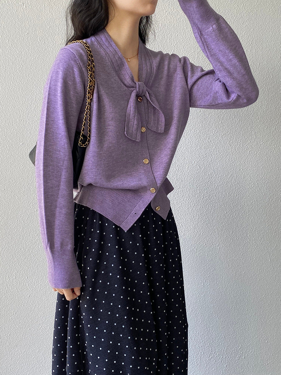 【cimJ8902】實拍氣質小香蝴蝶结針織開衫251114