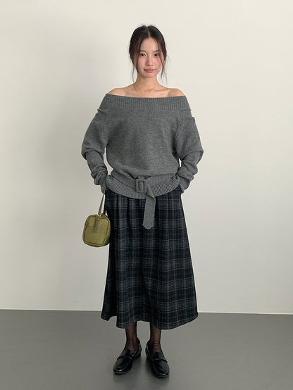 【LD11062】實拍慵懶高級感北極融針織毛衣（可拉一字肩）251209