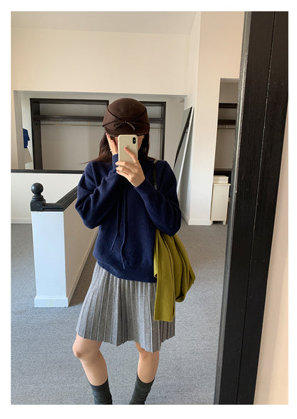 【H5518】實拍復古中性條紋針織衫＋針織百褶裙251125