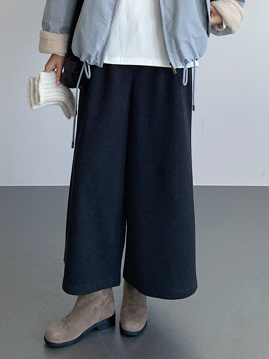 【LD11035】實拍S~L韓版寬鬆高腰毛呢加絨加厚九分褲251124