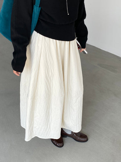 【cim1708】實拍秋冬法式寂靜高腰加厚微花苞A字裙251030