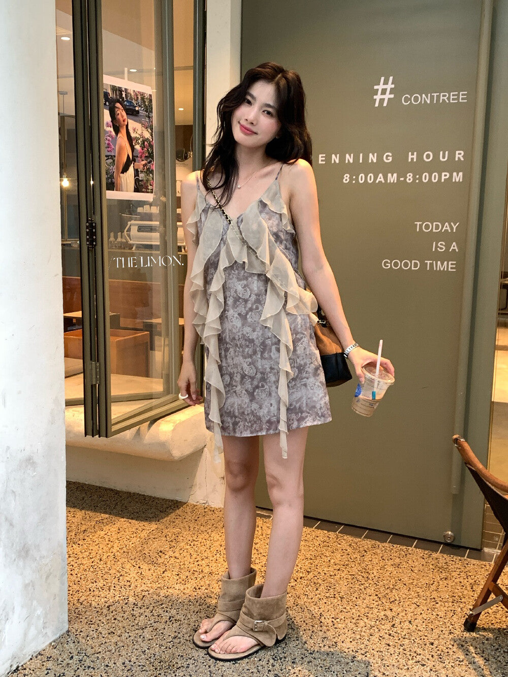 【L10356】實拍檸檬夏日法式度假風🏖️設計感百搭氣質荷葉邊休閒細肩帶洋裝260408