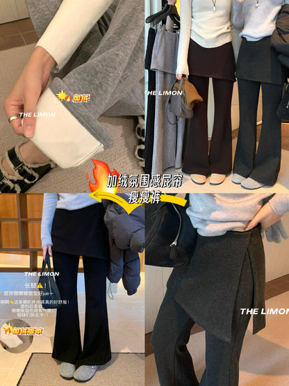 【L9307】實拍檸檬秋冬假兩件屁簾顯瘦加絨微喇休閒褲251208