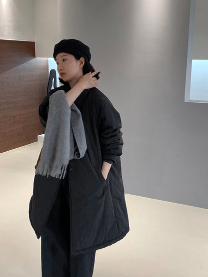 【cimz1235】 雪山奶糖 Muji 風輕薄初冬簡約廓形寬鬆棉服外套260108