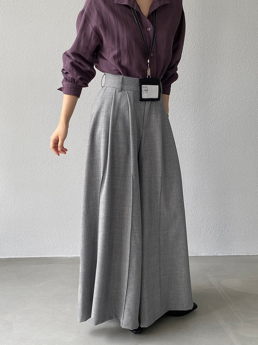 【cim1653】實拍秋日必備高腰壓褶大擺西裝褲251030